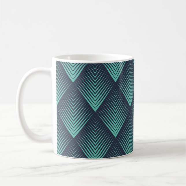 Neon Blue Op-Art Chevron. Coffee Mug (Left)