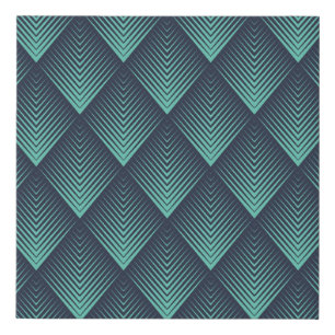Neon Blue Op-Art Chevron. Faux Canvas Print