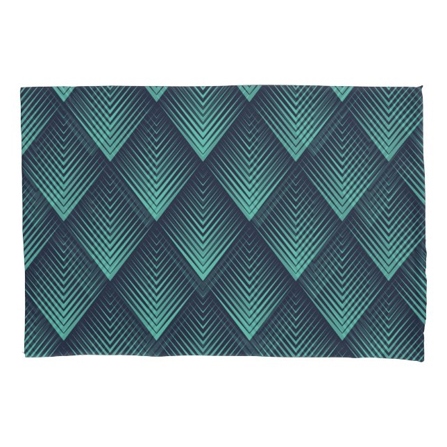 Neon Blue Op-Art Chevron. Pillow Case (Front)