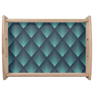 Neon Blue Op-Art Chevron. Serving Tray