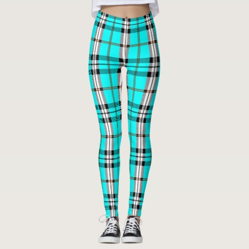 Neon blue or custom color plaid trendy girly leggings