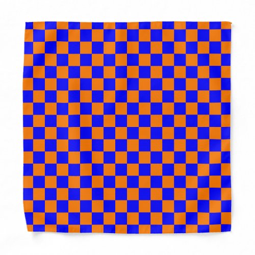 Neon Blue Orange Checkered Checkerboard Vintage Bandana