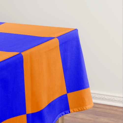 Neon Blue Orange Checkered Checkerboard Vintage Tablecloth