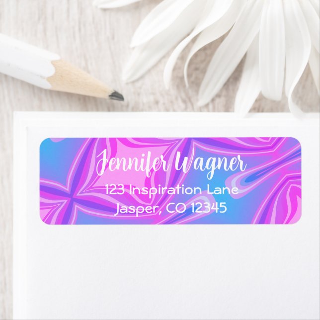 Neon Blue Pink Abstract Retro Modern Inspirivity Label (Insitu)