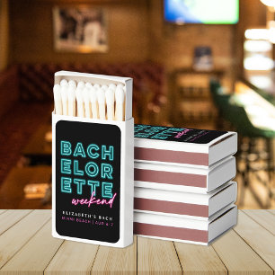 Neon Blue & Pink Bachelorette Weekend Matchboxes