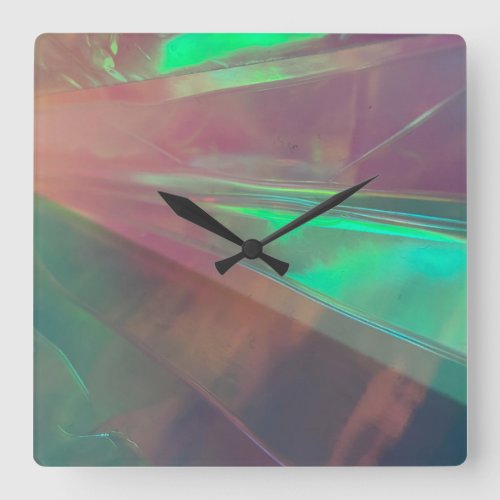 neon blue pink green synth wave  Luminous lights Square Wall Clock