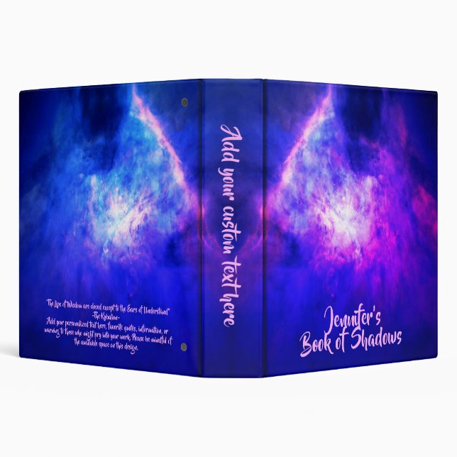 Neon Blue Pink Space Nebula Book of Shadows 3 Ring Binder (Background)