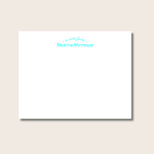 Neon Blue Professional Personalized Name Chic Note Card