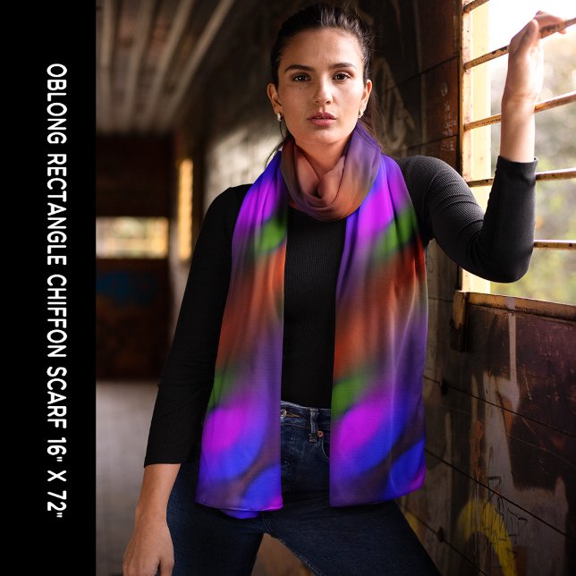 Neon Blue Purple Green Orange Abstract Long Scarf (Neon Blue Purple Green Orange Abstract Long Scarf)