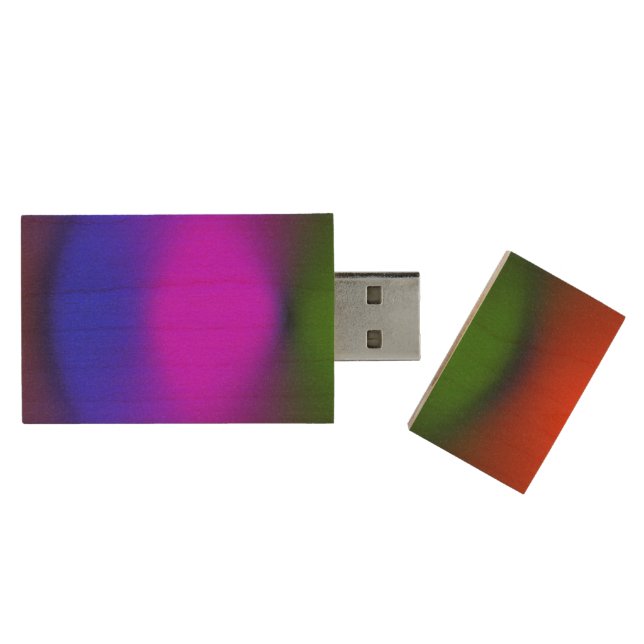 Neon Blue, Purple, Green, Orange Maple Wood Flash Drive (Opened)