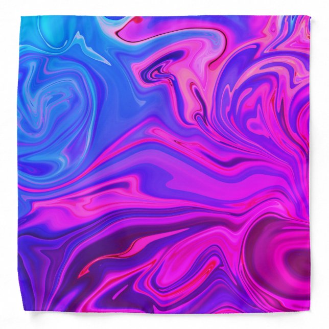 Neon Blue Purple Pink Abstract Pattern Bandana (Front)