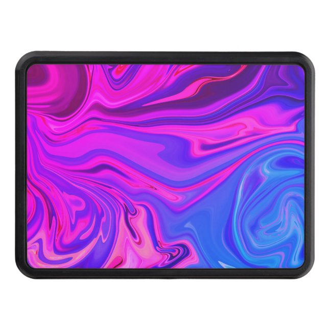 Neon Blue Purple Pink Abstract Pattern  Hitch Cover (Front)