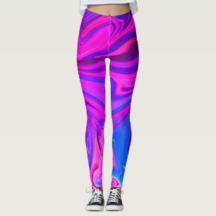 Neon Blue Purple Pink Abstract Pattern Leggings