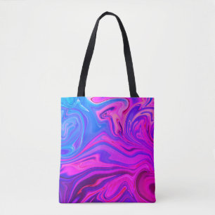 Neon Blue Purple Pink Abstract Pattern Tote Bag