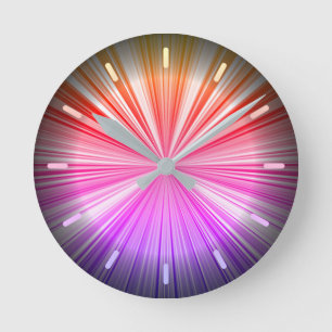 Neon Blue Purple Pink Red Yellow Radiant COOL Round Clock