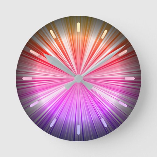 Neon Blue Purple Pink Red Yellow Radiant COOL  Round Clock