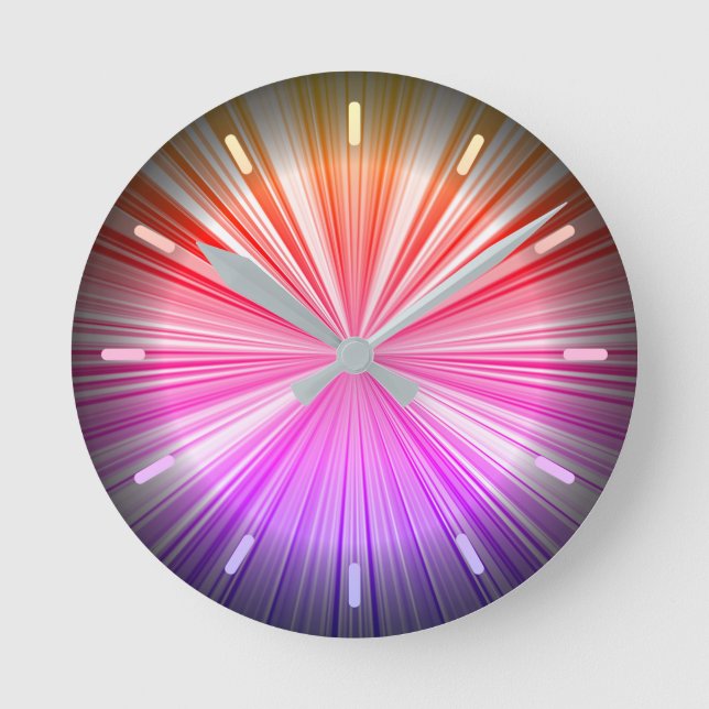 Neon Blue Purple Pink Red Yellow Radiant COOL  Round Clock (Front)
