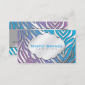 Neon Blue & Purple Zebra Print Tanning/Salon Business Card (Front/Back)