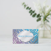 Neon Blue & Purple Zebra Print Tanning/Salon Business Card (Standing Front)