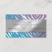 Neon Blue & Purple Zebra Print Tanning/Salon Business Card (Back)