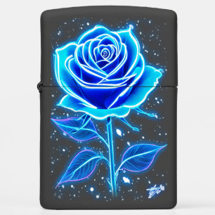 neon blue rose zippo lighter