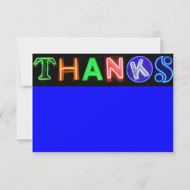 NEON BLUE SIGNS Bar Bat Mitzvah Thank You Card (Front)