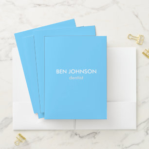 Neon blue simple custom name pocket folder
