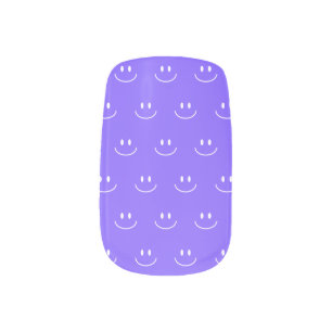 Neon Blue Smile Pattern Minx Nail Art