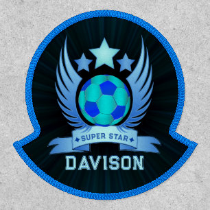 Neon Blue Soccer Ball   Cool Custom Gifts For Boys Patch