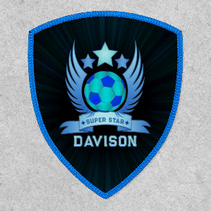 Neon Blue Soccer Ball   Cool Custom Gifts For Boys Patch