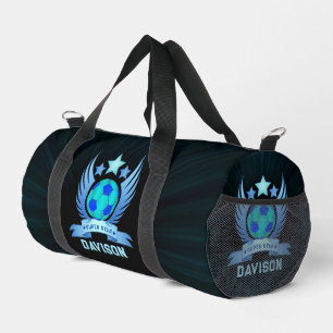 Neon Blue Soccer Ball   Cool Sport Gifts For Boys Duffle Bag