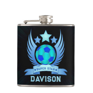 Neon Blue Soccer Ball Cool Sport Gifts For Boys Flask