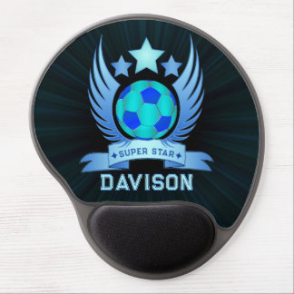Neon Blue Soccer Ball | Cool Sport Gifts For Boys Gel Mouse Pad
