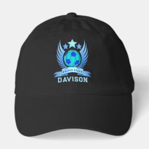 Neon Blue Soccer Ball Cool Sport Gifts For Boys Hat