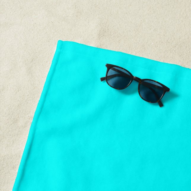 Neon Blue Solid Color | Classic Beach Towel (In Situ)