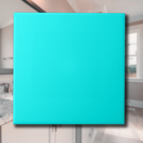 Neon Blue Solid Color  Classic  Elegant Ceramic Tile