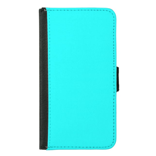 Neon Blue Solid Color | Classic Samsung Galaxy Wallet Case (Front)