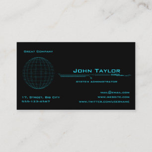 Neon Blue Sphere Cyber Business Card
