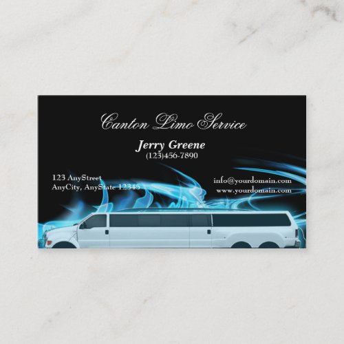 Neon Blue SUV Limousine Business Card