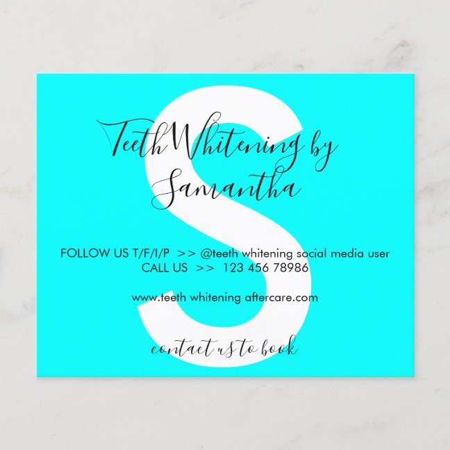 Neon Blue Teeth Whitening Aftercare Instruction
