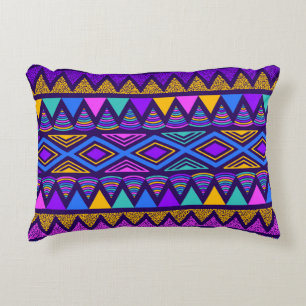 Neon Blue: Tribal Navajo Pattern Accent Pillow