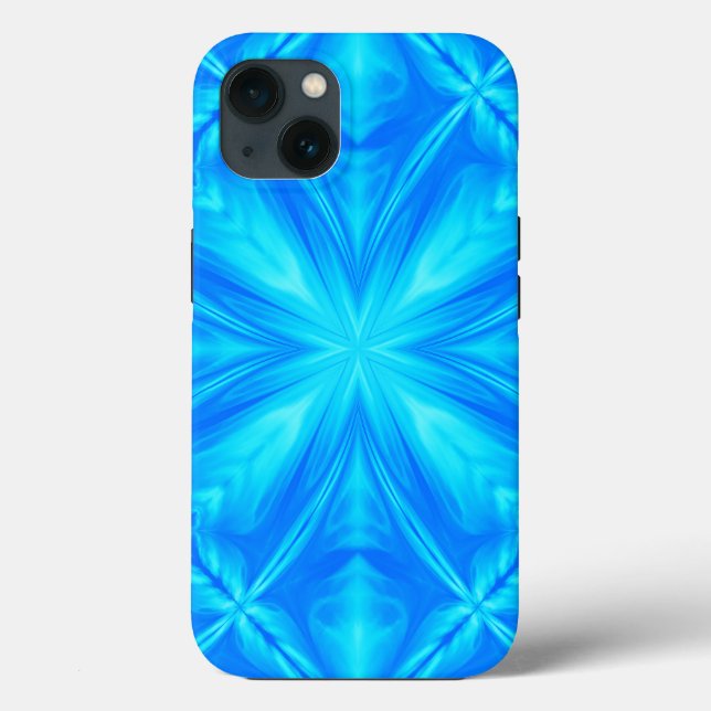 Neon Blue Turquoise Psychedelic Cloudy Abstract Case-Mate iPhone Case (Back)