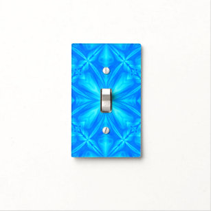 Neon Blue Turquoise Psychedelic Cloudy Abstract Light Switch Cover