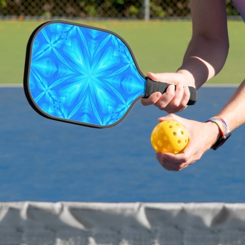 Neon Blue Turquoise Psychedelic Cloudy Abstract Pickleball Paddle