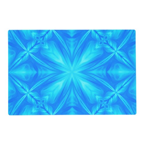Neon Blue Turquoise Psychedelic Cloudy Abstract Placemat