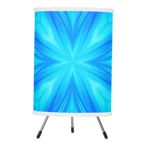 Neon Blue Turquoise Psychedelic Cloudy Abstract Tripod Lamp