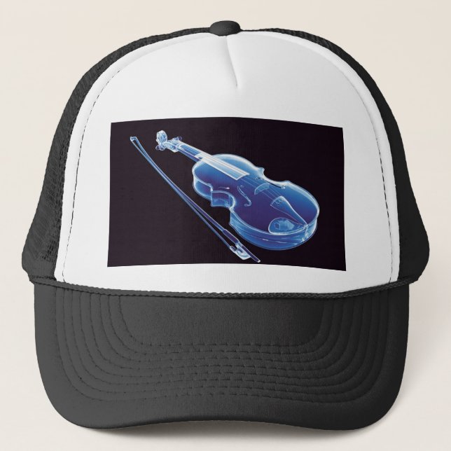 Neon Blue Violin Trucker Hat (Front)