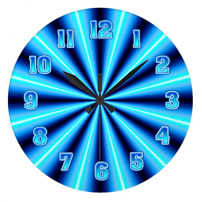 Neon Blue Wall Large Clock Zazzle