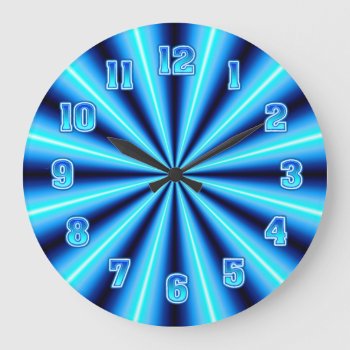 Neon Blue Wall Large Clock by interstellaryeller at Zazzle