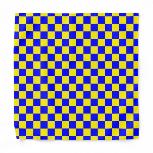 Neon Blue Yellow Checkered Checkerboard Vintage Bandana